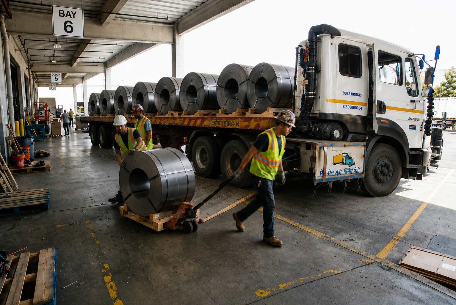 Loading goods at Nisha Roadlines